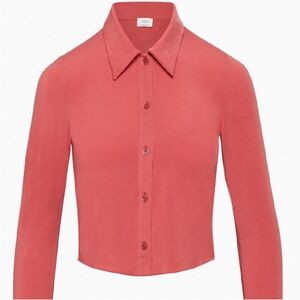 Aritzia Wilfred Pose Long Sleeve Shirt in Rosy Red Sz Small